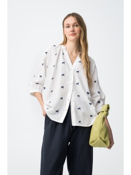 Chemise blanche oversize brodée à motifs femme 10065037 110 - TIFFOSI