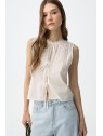 Top sans manches blanc détails dentelle 10065040 110 - TIFFOSI