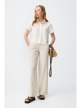 Chemise blanc cassé femme détails dentelle 10065165 110 - TIFFOSI