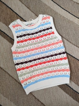 Débardeur pull écru à rayures femme P260241 4294 - GARCIA