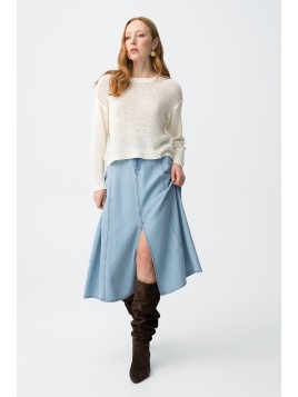 Jupe midi en jean bleu clair 10065202 C10 - TIFFOSI