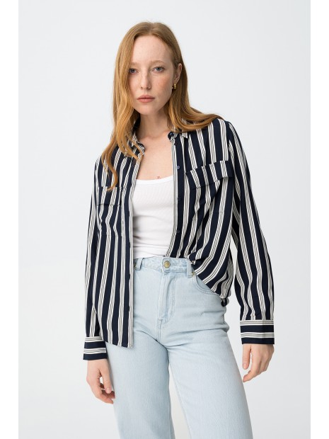 Chemise manches longues à rayures marine femme 10065216 798 - TIFFOSI