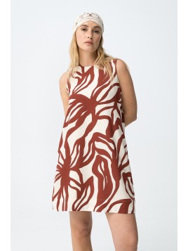 Robe sans manches brique et beige imprimée 10065228 152 - TIFFOSI