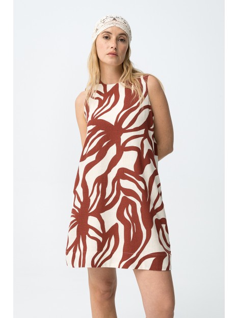 Robe sans manches brique et beige imprimée 10065228 152 - TIFFOSI