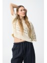 Pull maille manches courtes beige ajouré femme 10065482 104 - TIFFOSI