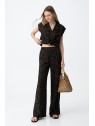 Pantalon jambes larges marron et noir femme 10065610 000 - TIFFOSI