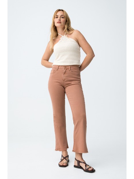 Jean rose poudré ourlet brut femme 10065762 25127 - TIFFOSI