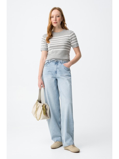 Jean large bleu clair femme Ava 10065076 C1032 - TIFFOSI