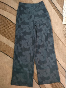 Pantalon anthracite imprimé floral jambes larges 10064613 798 - TIFFOSI