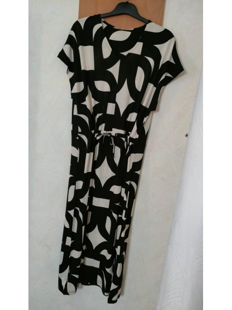 Robe longue imprimée noire et écrue 27605 9999 - SOYACONCEPT