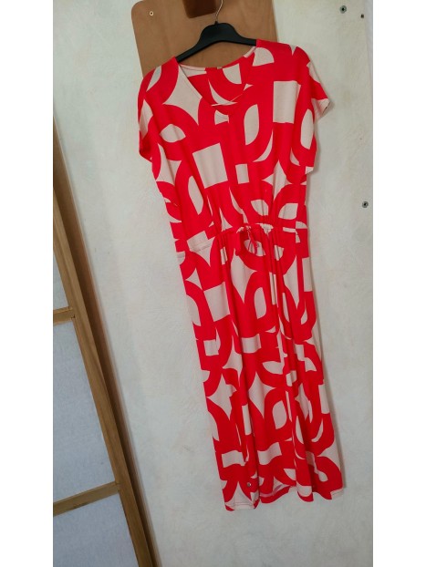 Robe longue imprimé rouge écrue 27605 4030 - SOYACONCEPT