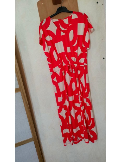 Robe longue imprimé rouge écrue 27605 4030 - SOYACONCEPT