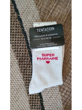 Chaussettes beige Super marraine