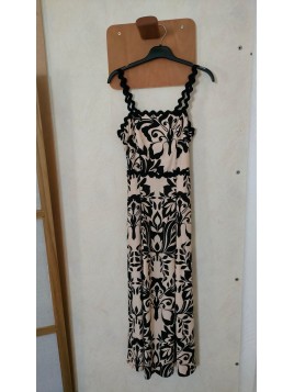 Robe longue à bretelles imprimée noire et beige 261-RODIOL 929 - MORGAN