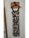 Robe longue à bretelles imprimée noire et beige 261-RODIOL 929 - MORGAN