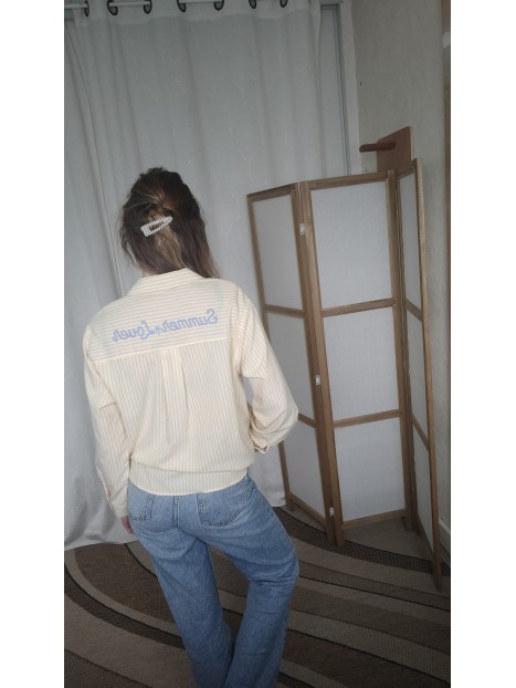 Chemise femme à rayures jaune FC26170