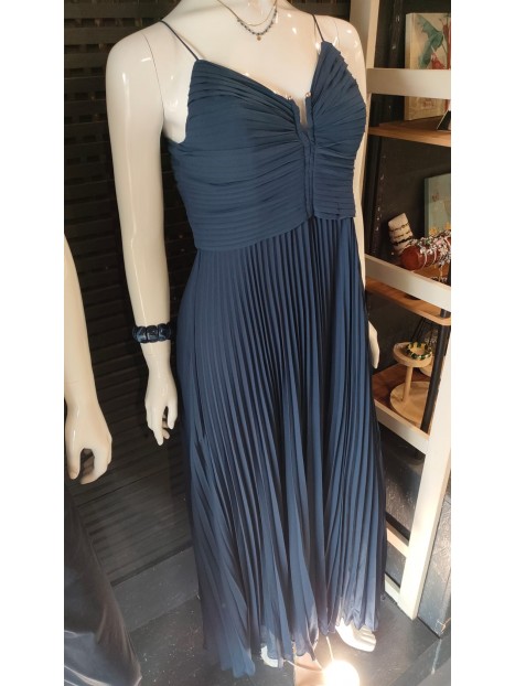 Robe longue plissée marine 261-RPORTO 1200 - MORGAN