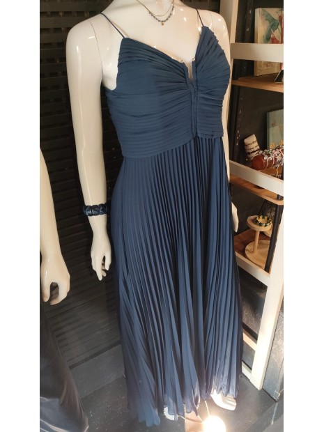 Robe longue plissée marine 261-RPORTO 1200 - MORGAN