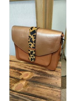 Sac en cuir camel et léopard LAYLA - SORUKA