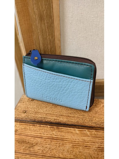 Porte-monnaie en cuir bleu TRACY - SORUKA