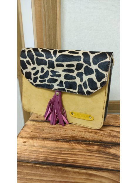 Sac en cuir jaune et léopard CLAIRE - SORUKA