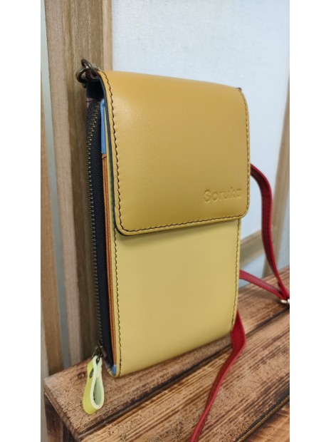 Pochette téléphone en cuir jaune EVA - SORUKA