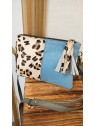 Sac en cuir bleu et léopard MIRANDA - SORUKA