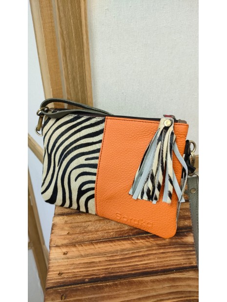 Sac en cuir orange et zèbre MIRANDA - SORUKA