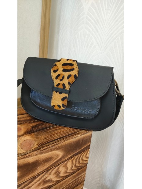 Sac en cuir noir VIOLET - SORUKA