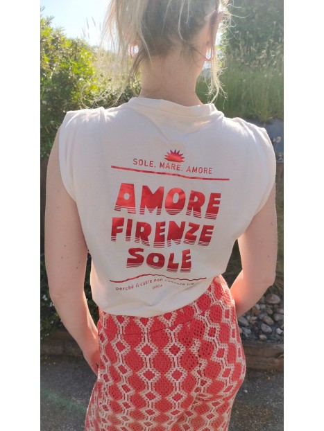 T-shirt écru femme Amore firenze sole P260209 4294 - GARCIA