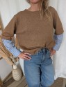 Pull camel manches chemise femme DUCIE 900013252 - ICHI