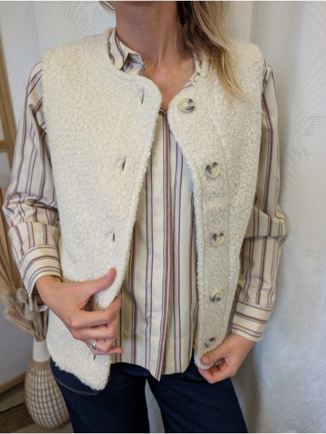 Gilet sans manches beige moumoute femme 27752 1620 - SOYACONCEPT