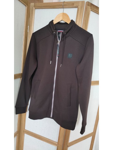 Sweat zippé marron homme OLAGO 8221 - LE TEMPS DES CERISES