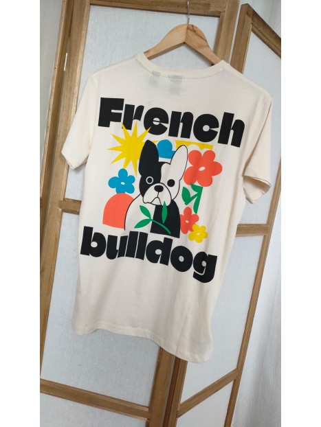T-shirt écru French bulldog homme NESSUND 1041 - LE TEMPS DES CERISES