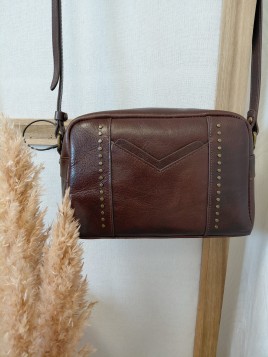 Sac en cuir marron A1334-1