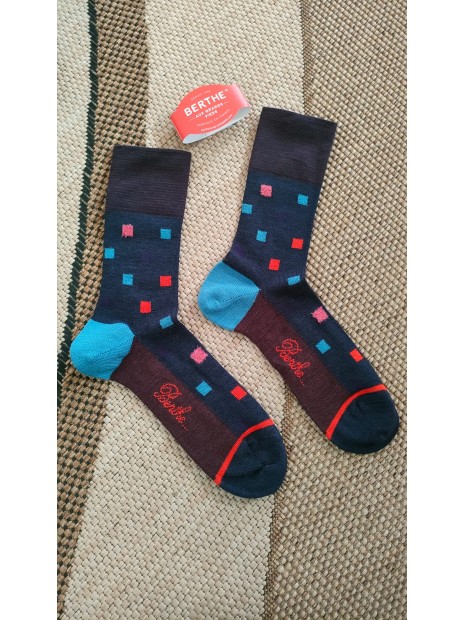 Chaussettes petits carrés homme BAG26H 4 - BERTHE AUX GRANDS PIEDS