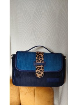 Sac bleu détail léopard ZINNIA - SORUKA