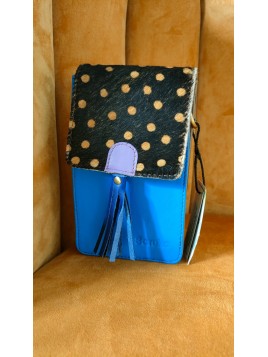 Pochette téléphone en cuir bleu GIA - SORUKA