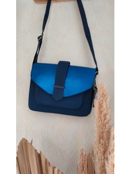Sac en cuir bleu et léopard LAYLA - SORUKA