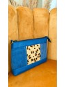 Sac en cuir et velours bleu et léopard SERENA - SORUKA