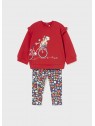 Ensemble bébé sweat rouge et legging imprimé floral  2767 092 - MAYORAL
