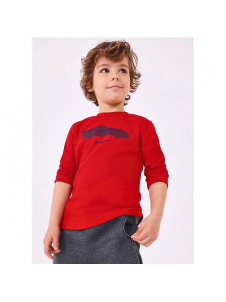 T-shirt manches longues enfant garçon Voiture rouge 4018 047 - MAYORAL