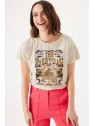 T-shirt femme imprimé crème H30201 4294 - GARCIA