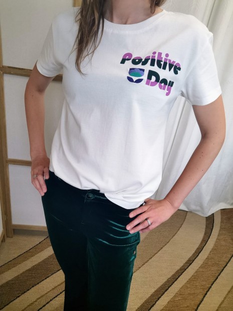 T-shirt femme manches courtes col rond Positive day 11123872 B - LES TROPEZIENNES
