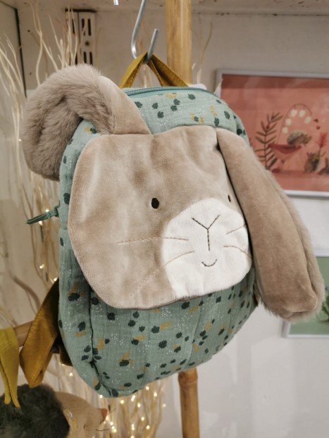 Sac à dos lapin sauge Trois petits lapins 678070 - MOULIN ROTY