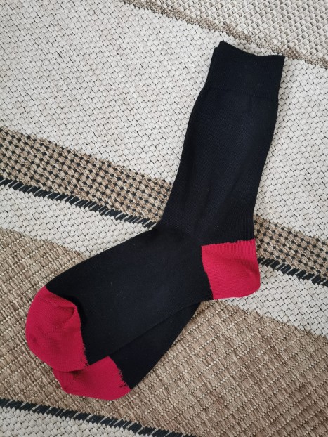 Chaussettes homme coton Napoléon noires et rouges BABA6.4 - BERTHE