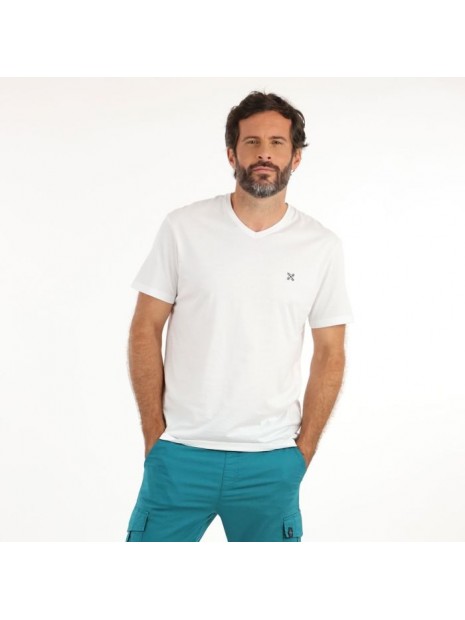 T-shirt homme col V blanc Tive OXV920332 - OXBOW