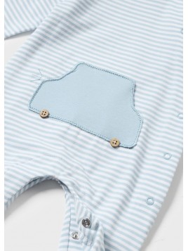 Barboteuse longue bleue à rayures bébé garçon 1726 041 2 - MAYORAL
