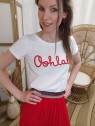 T-shirt femme blanc Oohlala rouge N2015