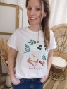 T-shirt femme blanc imprimé QY10164 19 - I.CODE
